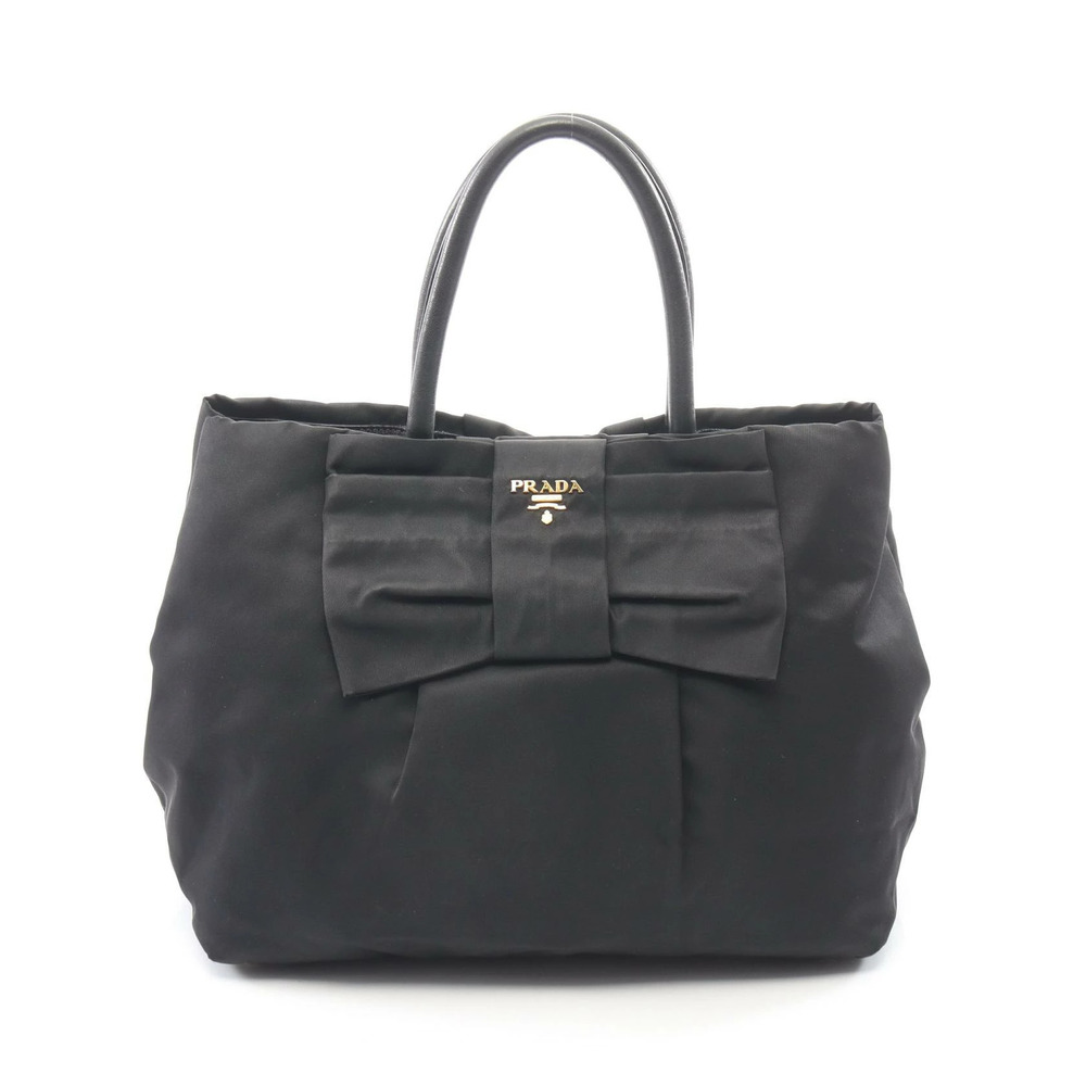 Prada Tessuto Fiocco Ribbon Leather Shoulder Bag Black